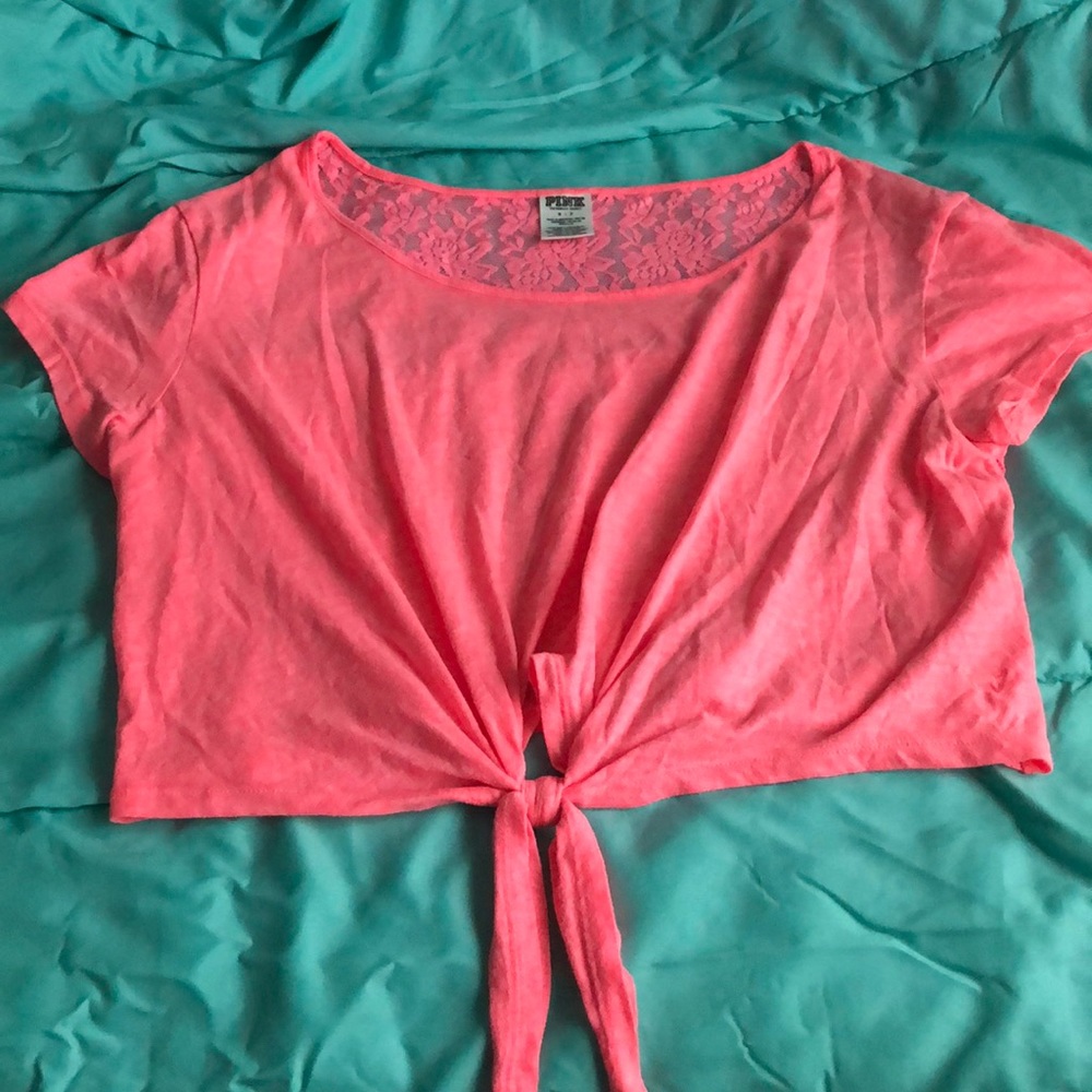 PINK Lace-Back Crop Top!